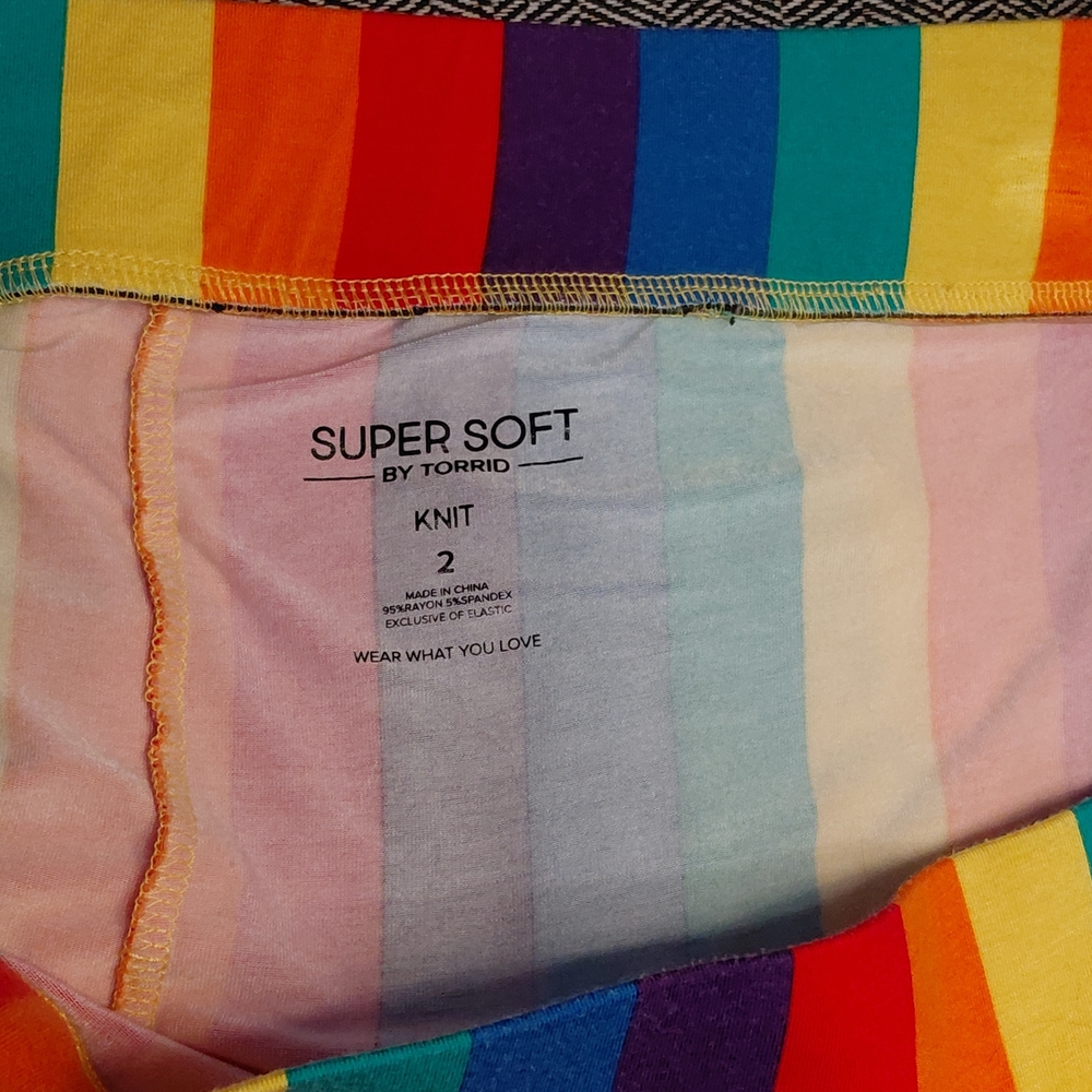 Torrid Rainbow Pride Striped Super Soft Knit Skirt, Shorts, Skort with pockets - Picture 3 of 16